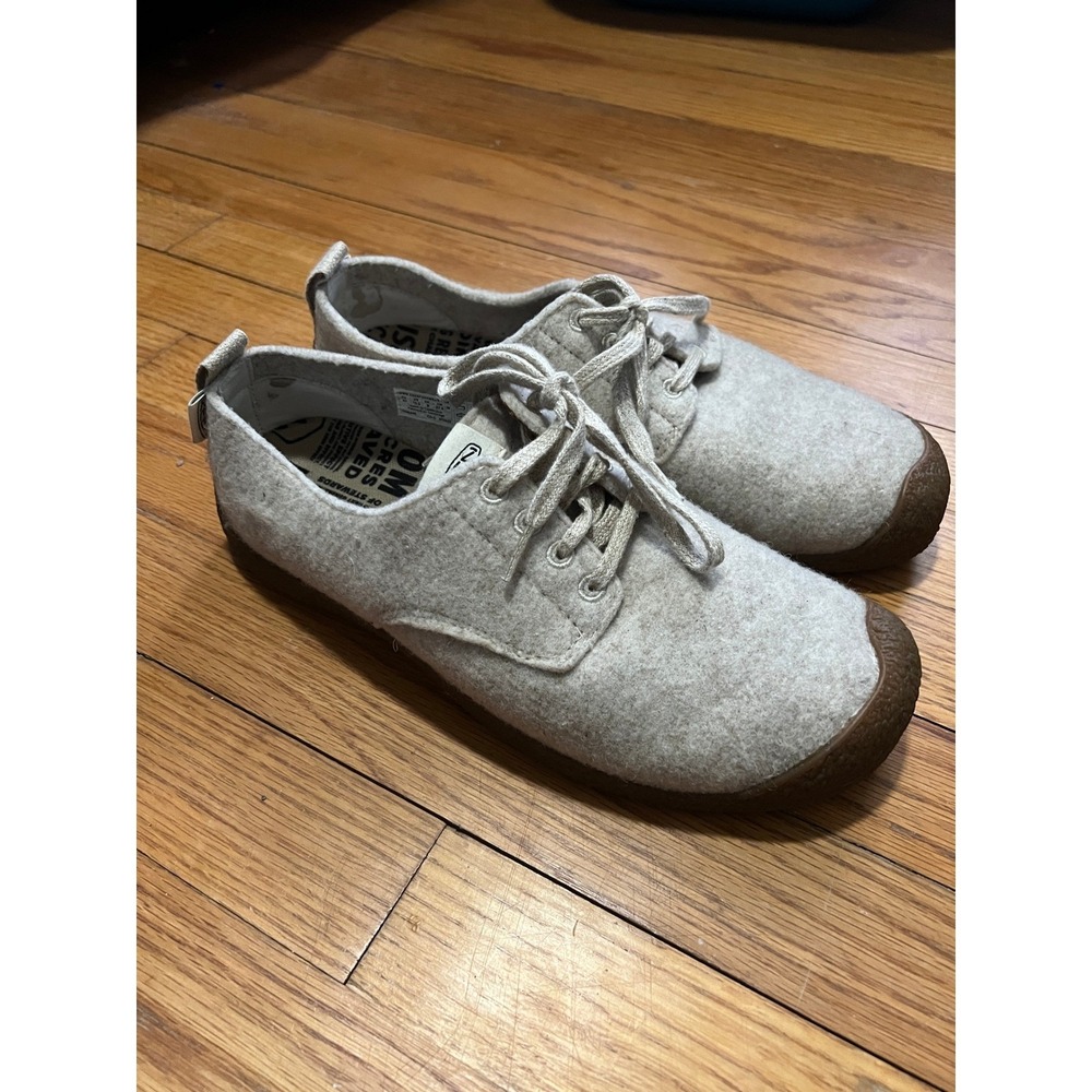 Keen Mosey Derby Cream Shoes Sneaker Felt Low Top Lace Up Women Size 10.5